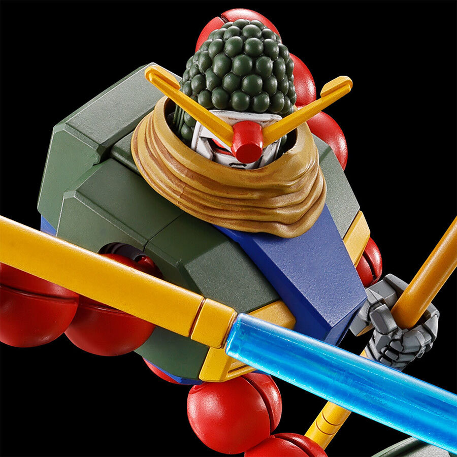 HG 1/144 マンダラガンダムの新規造形ガンプラ。釣鐘型の下半身と数珠のような手足が特徴的な異形モビルファイターの全体像。