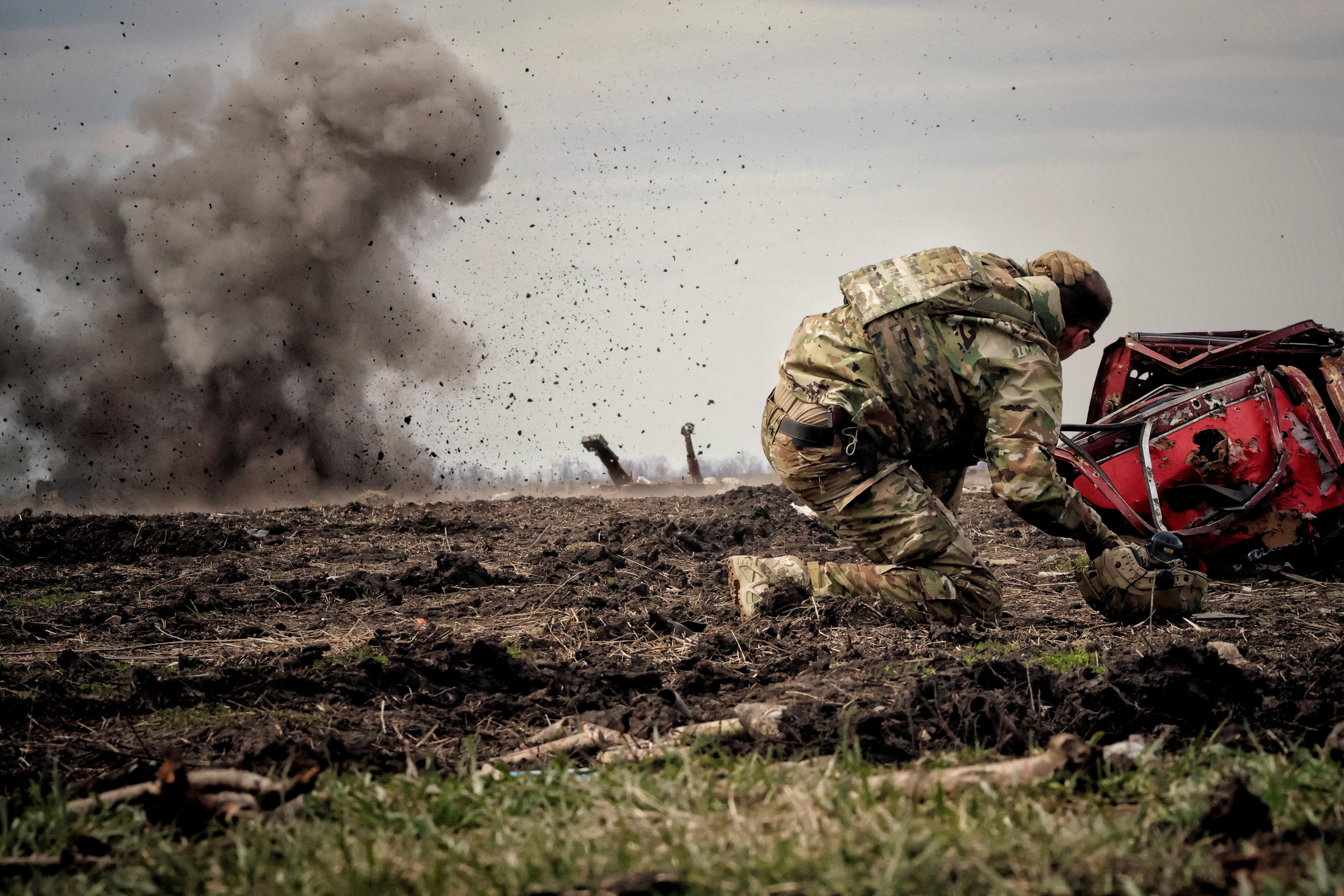 ドンバス地方で撮影されたウクライナ軍の兵士。プーチン大統領はウクライナ和平交渉でドンバス全域の割譲を要求している。