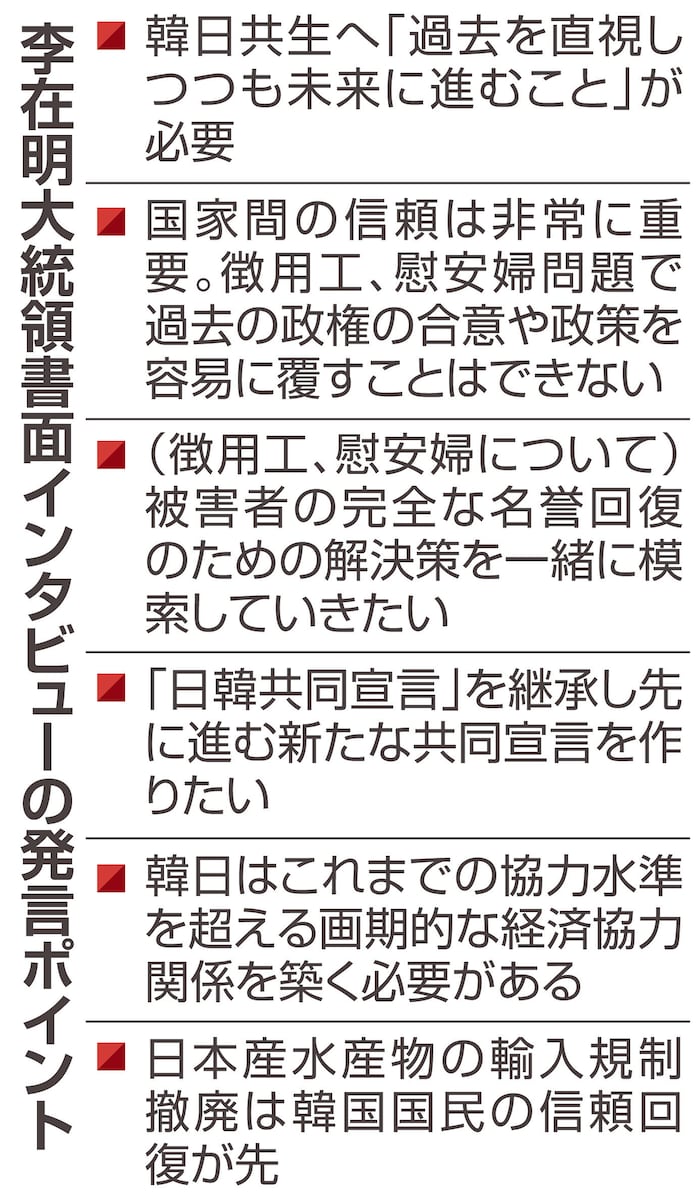 李在明大統領の肖像写真。日韓関係における歴史問題解決への強い意志と政策一貫性を強調する姿勢を示す。