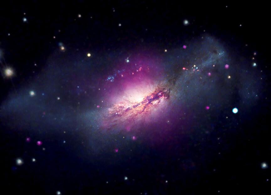 約4400万光年先のスターバースト銀河「NGC 2146」 ハッブル他と
