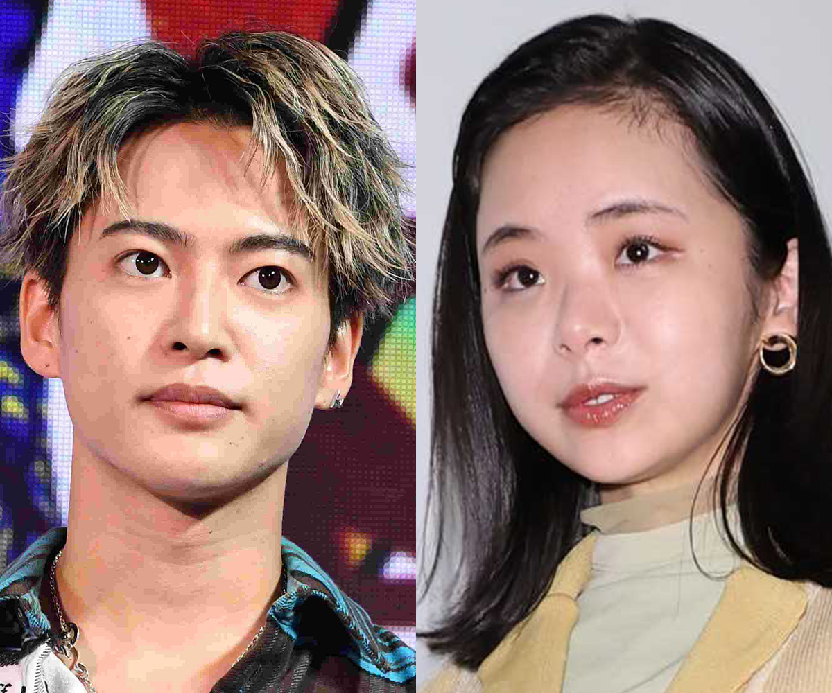 結婚と妊娠を発表し、笑顔を見せる三山凌輝と趣里