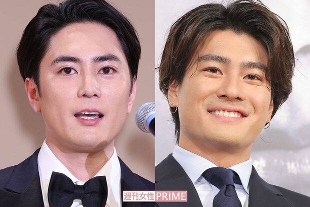 日テレ新ドラマ『良いこと悪いこと』に出演する間宮祥太朗とSixTONES森本慎太郎の姿