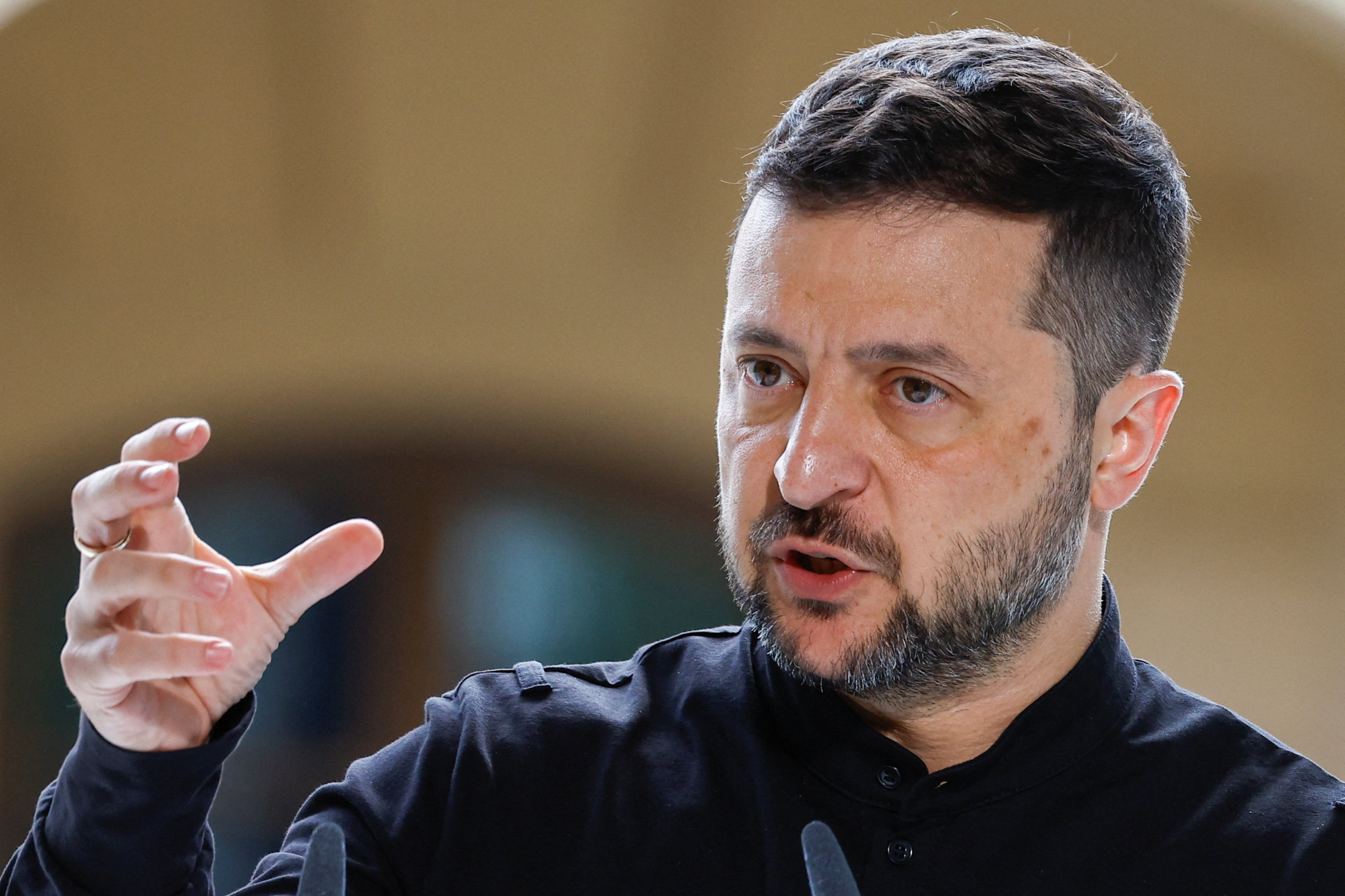 ウクライナのゼレンスキー大統領、ロシアによる電力施設へのドローン攻撃に対し報復を表明（キーウ、2025年8月25日撮影）