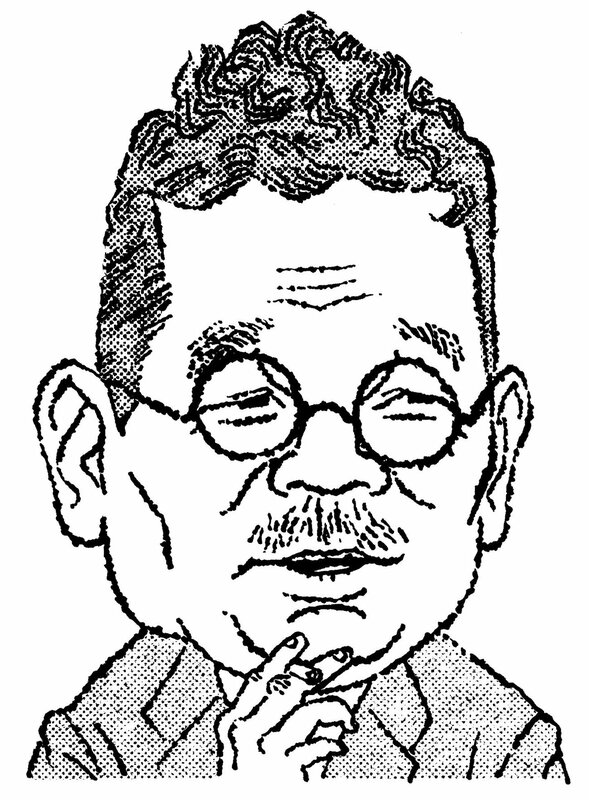 マルチな才能を発揮し、文豪たちを支えた菊池寛の肖像イラスト。