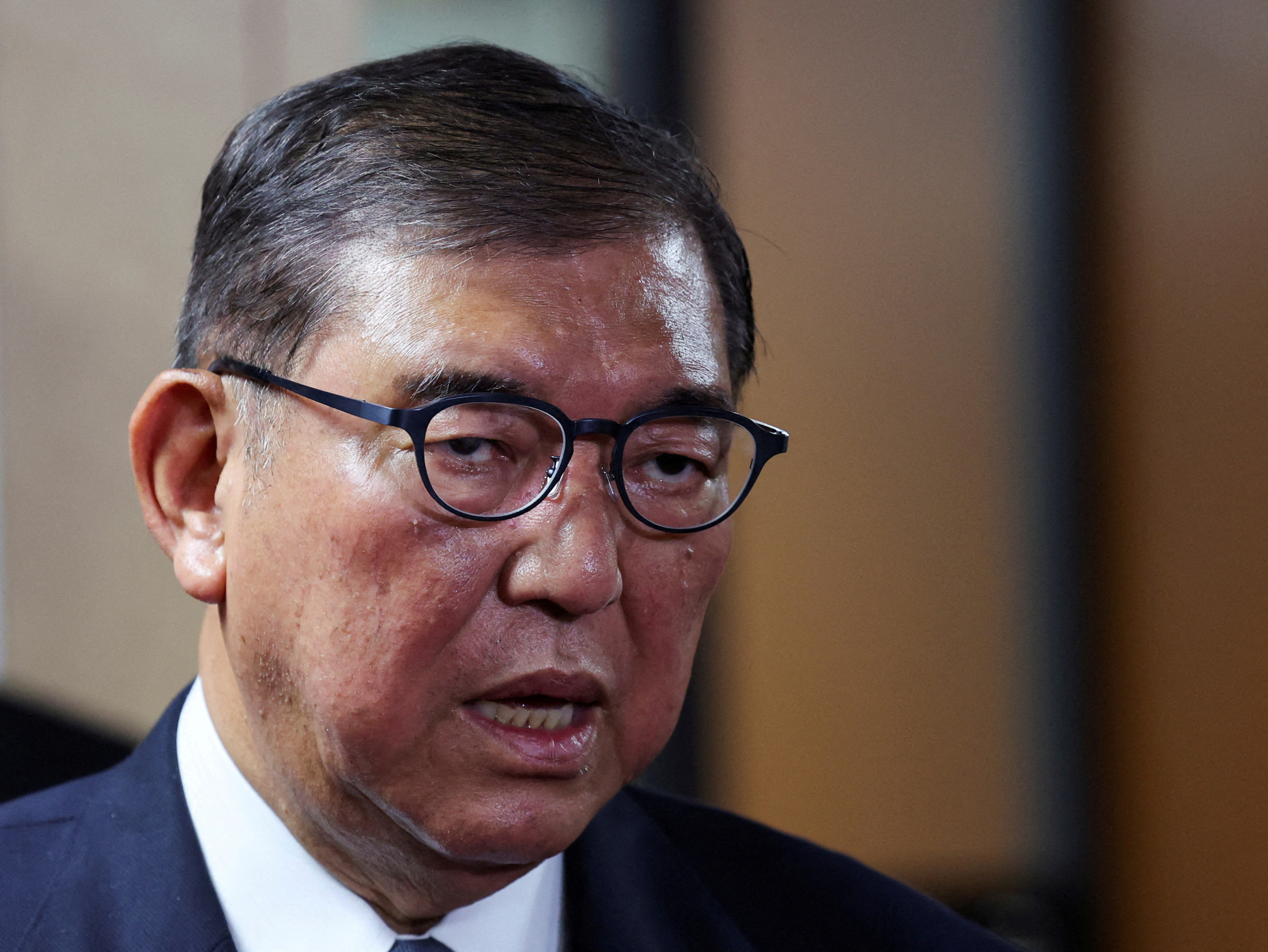 参院選大敗の責任が問われる中、自民党両院議員総会での石破茂首相
