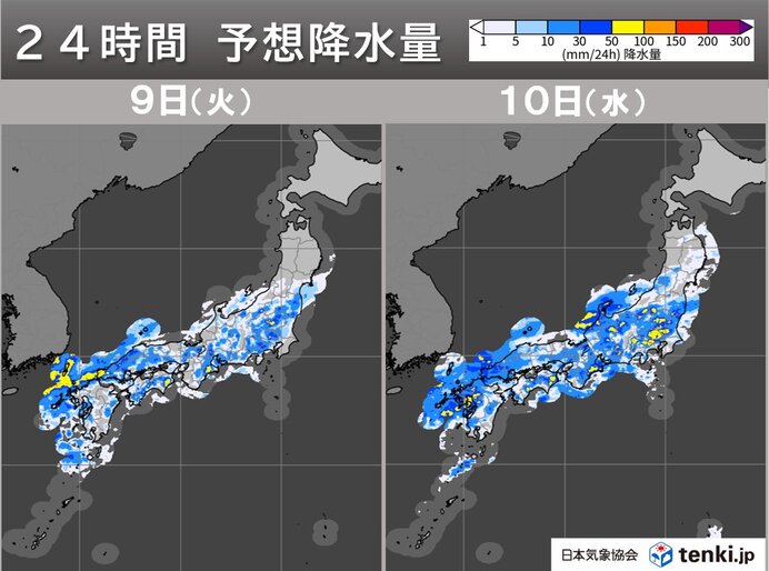 台風通過後の6日以降、日本各地で猛暑と局地的な雷雨が予想される天気図