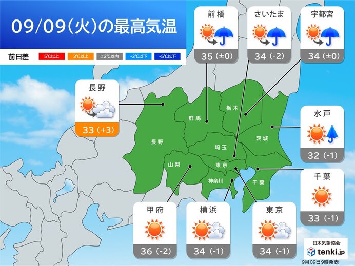 関東の午後は暖かく湿った空気と日中の気温上昇で、特に北部内陸部で積乱雲が発生しやすくなります。