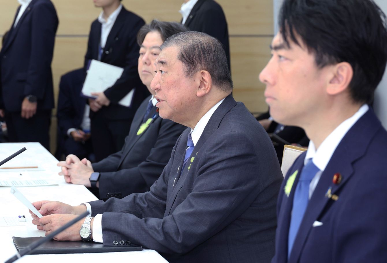 石破茂首相が首相官邸で「米の安定供給等実現関係閣僚会議」にて発言する様子。農政改革への取り組みが注目される。