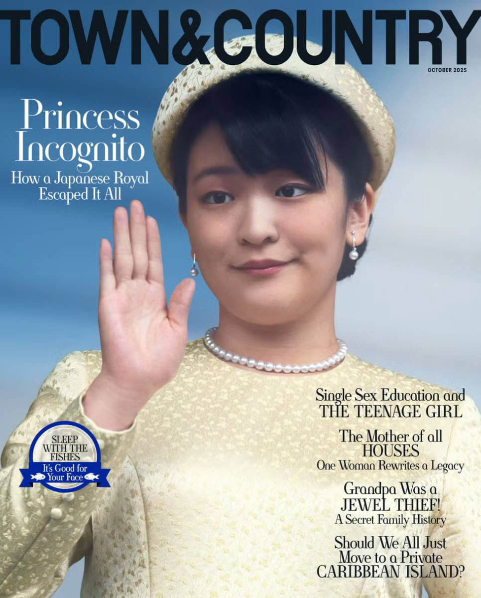 「タウン＆カントリー」誌の表紙を飾る小室眞子さん。表紙には「Princess Incognito」の文字。