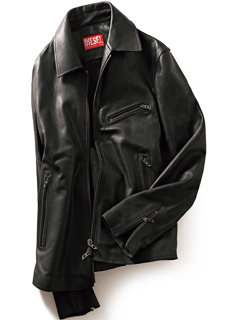【定価15万円】 DIESEL レザーライダース 大人のライダースはスマートな遊び心で勝負!? 〈ディーゼル〉のレザー