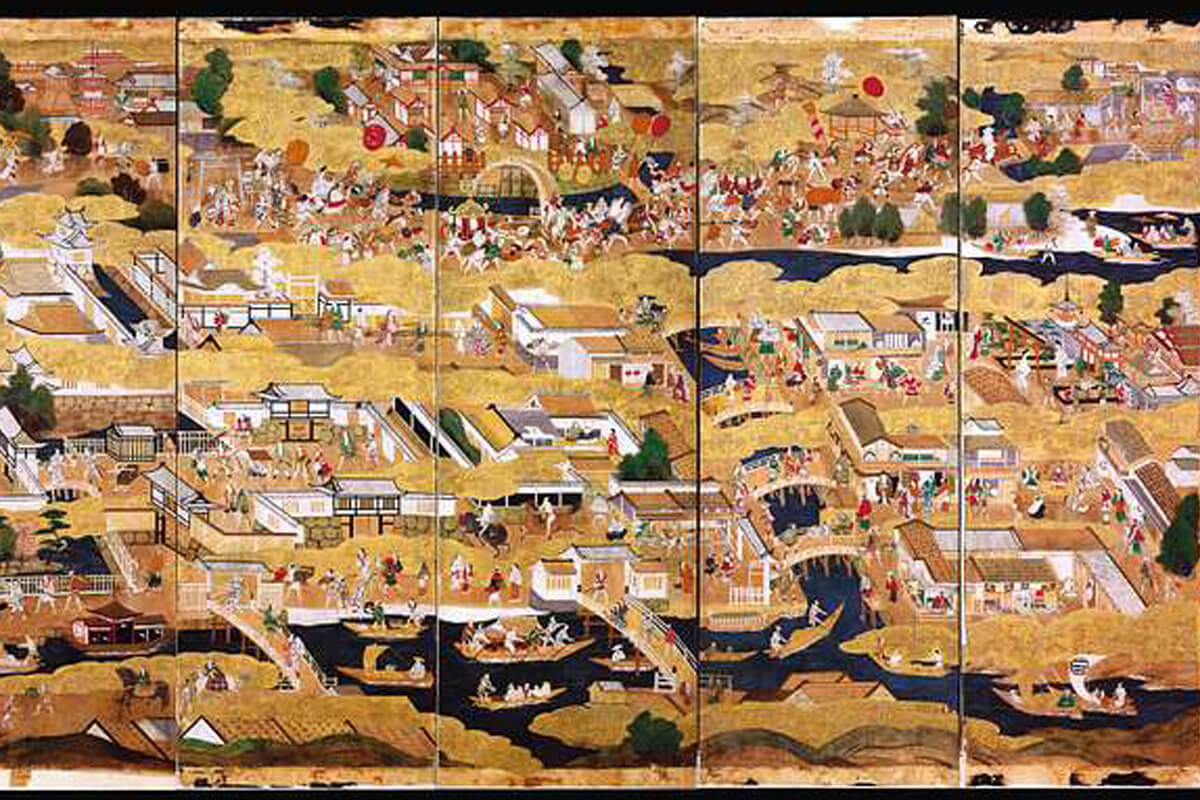 豊臣秀頼期の「黄金都市」大坂:江戸を凌駕した商都の真実 豊臣秀頼時代の繁栄を示す大坂図屏風の一部