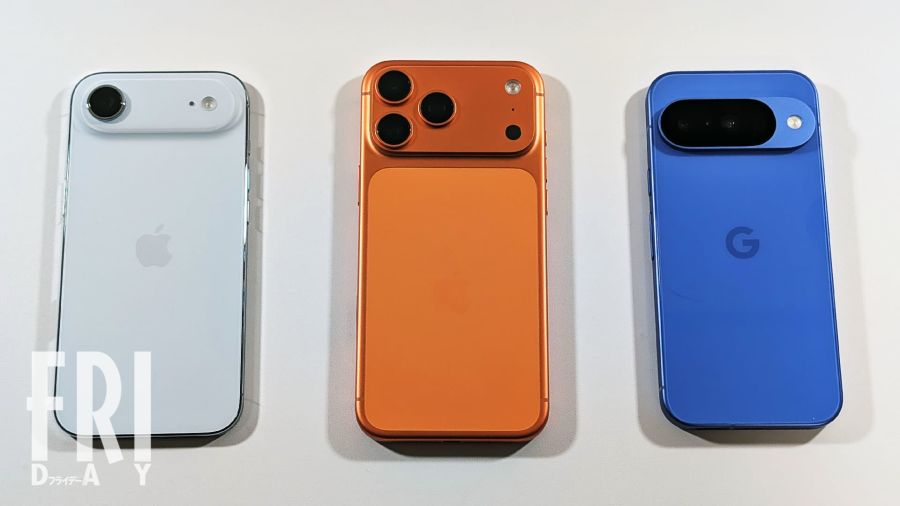 スマートフォン市場における最新のiPhoneとGoogle Pixelのモデル。AI機能の進化が注目される中での主要な競合製品。