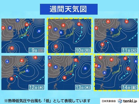 10日は日本海側で荒れた天気 太平洋側は日ごとの気温差大 週間予報(tenki.jp)