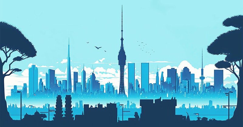 都市再開発を象徴するイメージイラスト