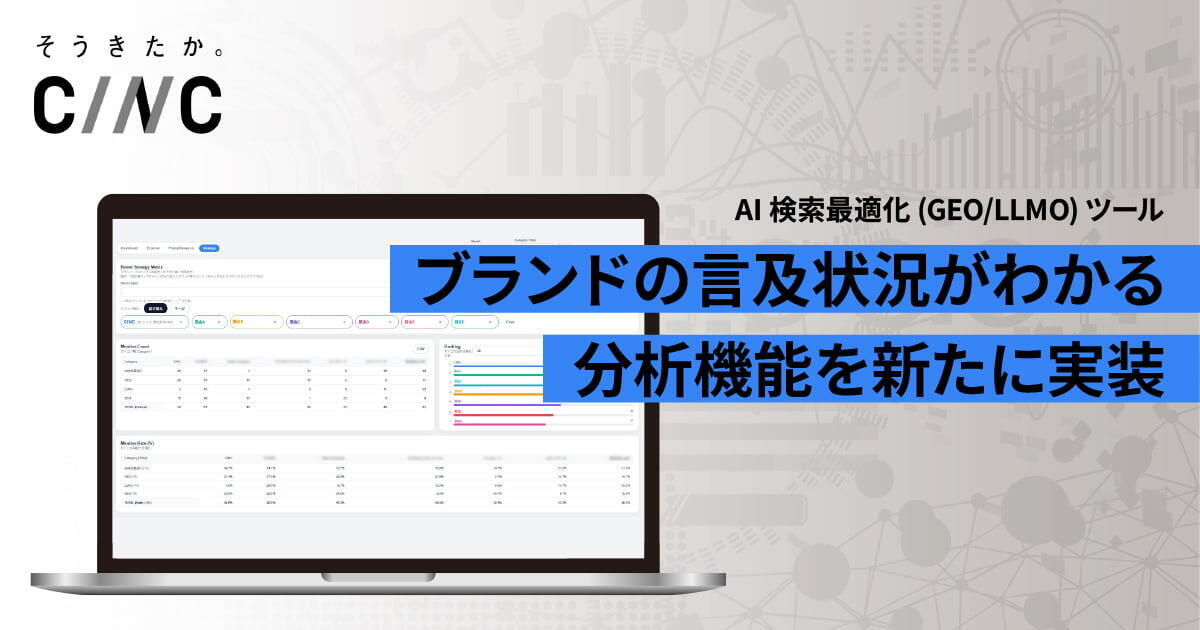 CINCがAI検索最適化ツールに引用ドメインやブランドの言及状況を可視化