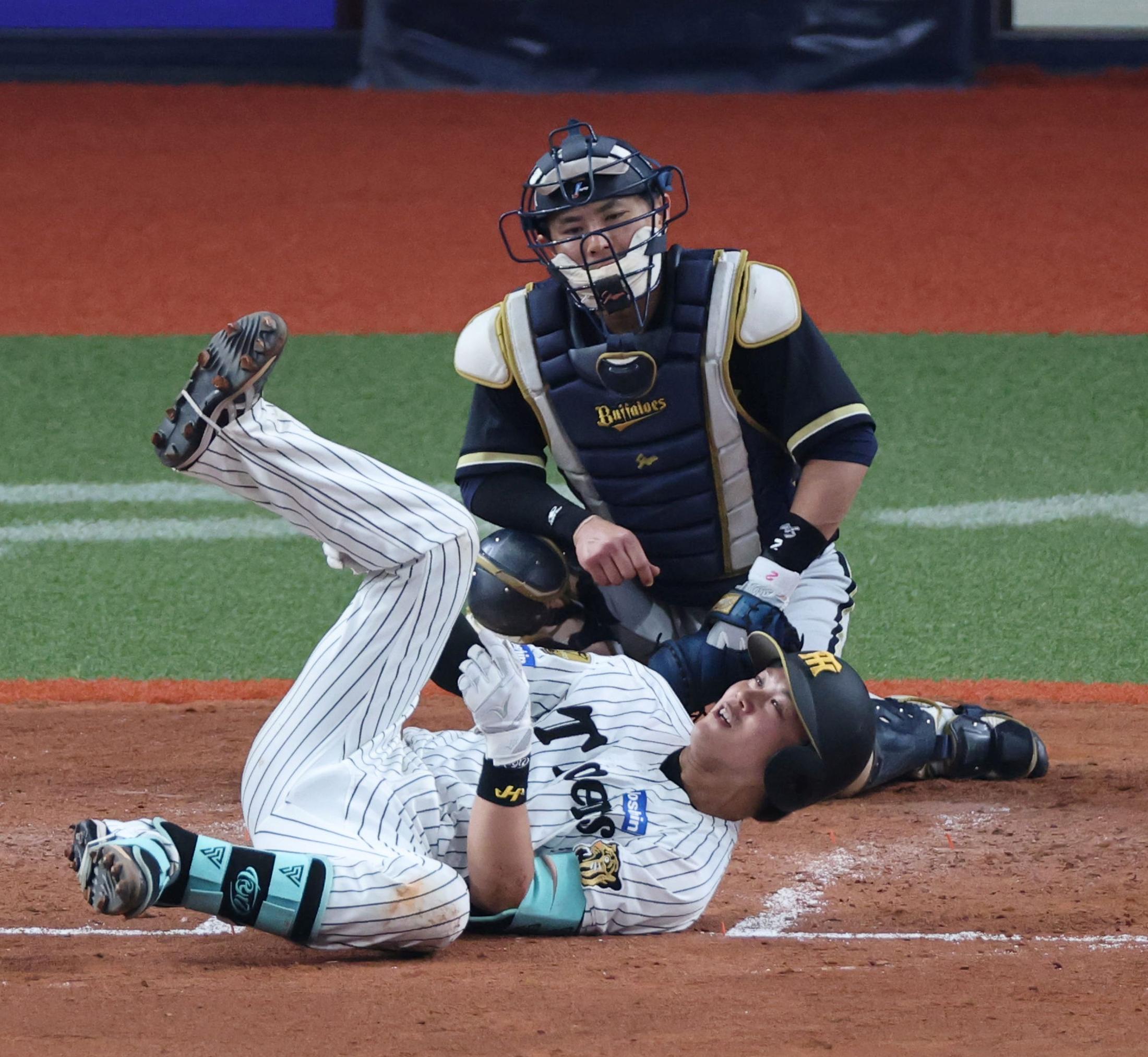 阪神伏見が死球で仰向けに…京セラドーム騒然、両軍3個目で不穏な空気