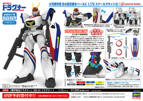 ハセガワ、「機甲戦記ドラグナー」よりプラモデル「XD-01 ドラグナー1