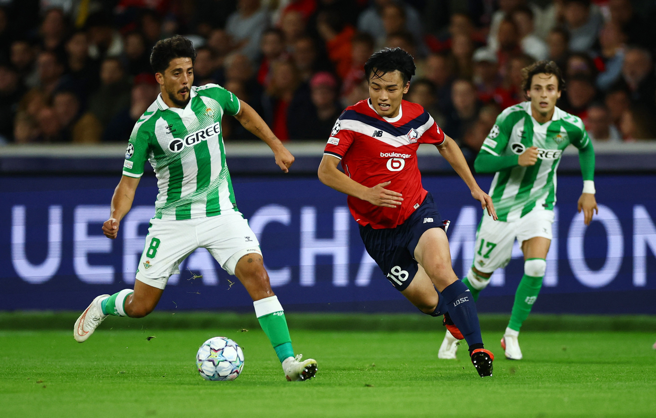サッカー＝欧州CL、リール上田が得点 アストンビラ鈴木フル出場