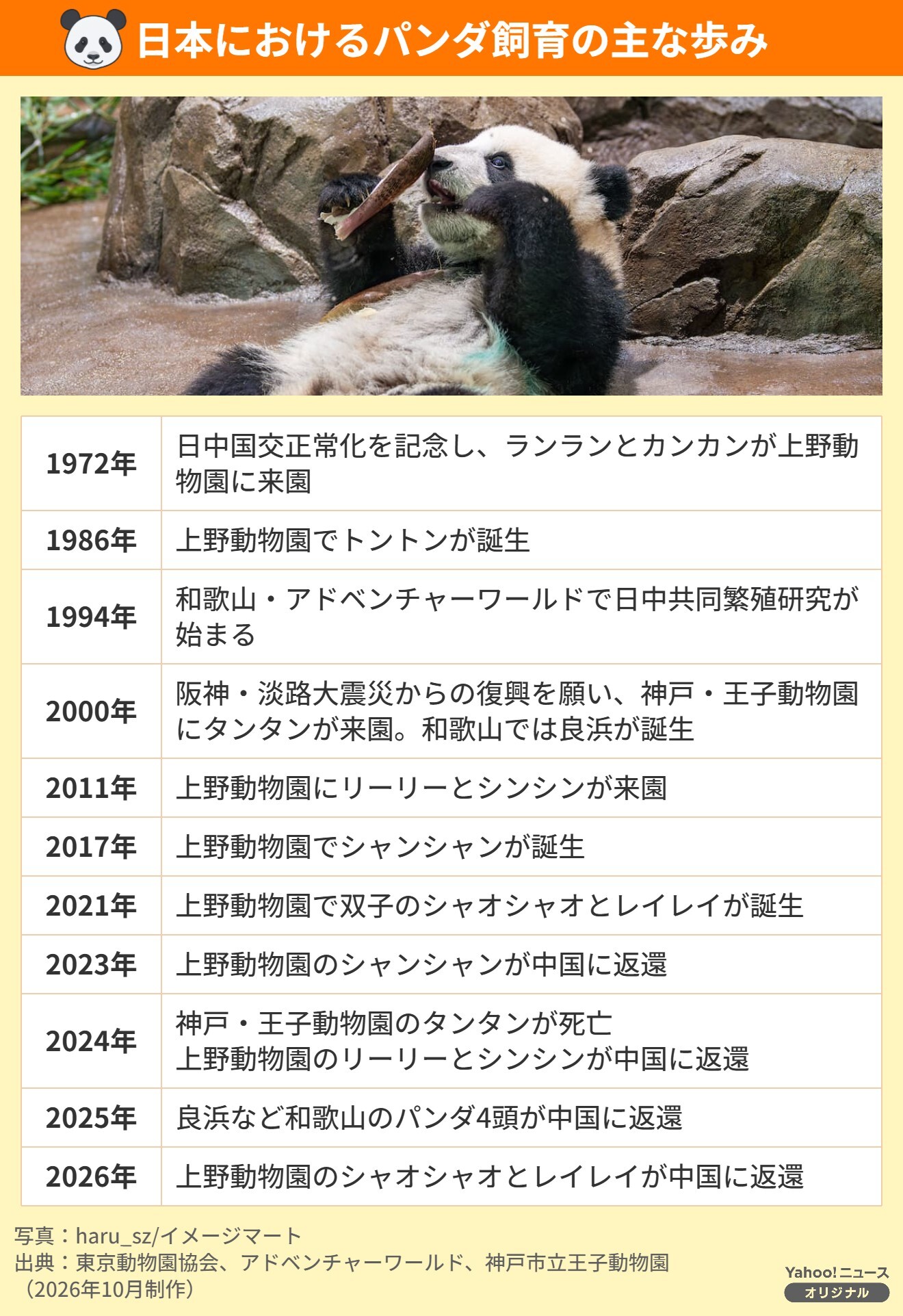 図解】 日本におけるパンダ飼育の主な歩み（Yahoo!ニュース オリジナル