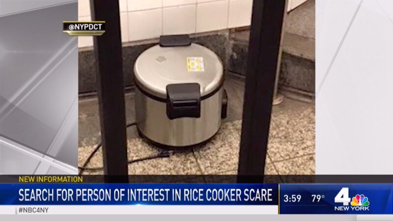 駅構内で見つかった炊飯器。この写真では分かりにくいが、家庭用というより業務用のようにかなり大きい。（出典：NBC New York）