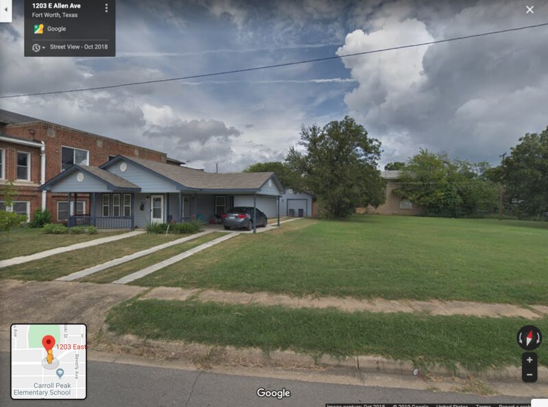 通報を受けフォートワース市警察が駆けつけた、ジェファーソンさんの家。アメリカの郊外によくある、ごく普通の平家の一軒家。（出典：Google Map）