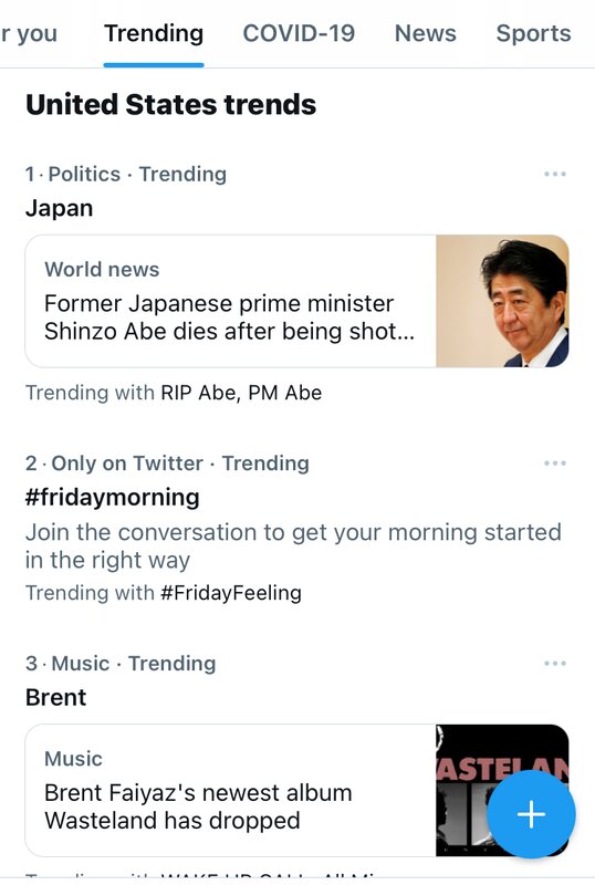 8日朝、このニュースはツイッターのアメリカのトレンド1位に(スクリーンショットは筆者が作成)。