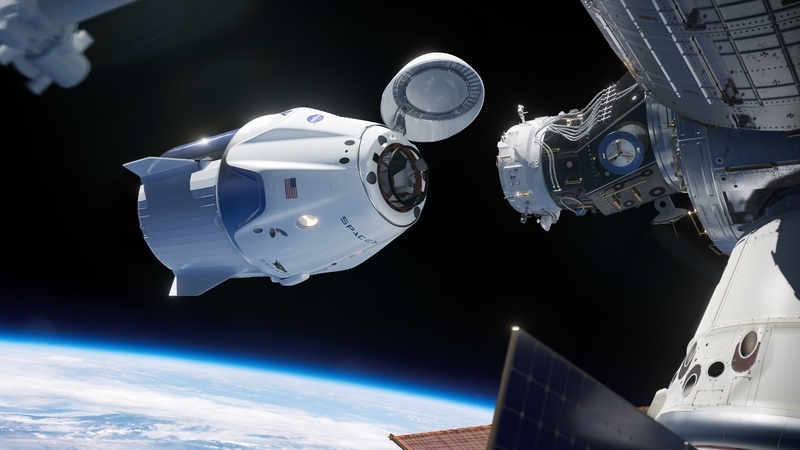 国際宇宙ステーションにドッキングするクルードラゴンのイメージ。Credit: SpaceX