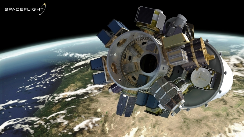 スペースフライト社の衛星ディスペンサーSSO-Aによる超小型衛星の軌道投入。出典：Spaceflight’s SSO-A Mission Overview