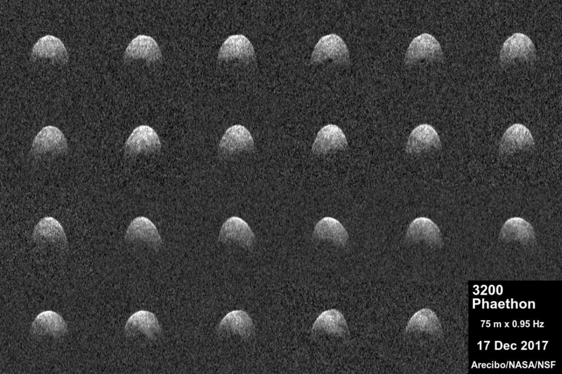 2017年にアレシボ天文台で撮影された小惑星ファエトンのレーダー画像。Image credit: Arecibo Observatory/NASA/NSF