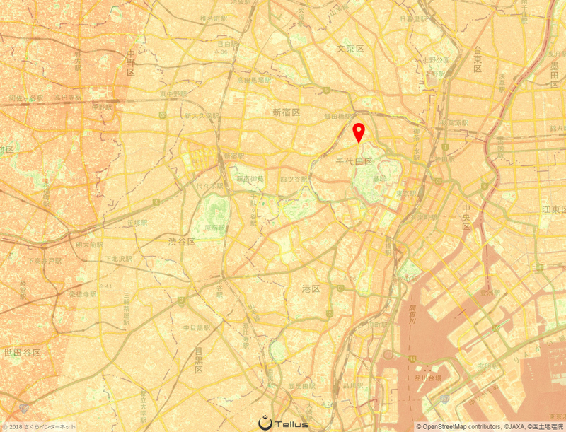衛星画像プラットフォーム「Tellus」による都市部の植生マップ