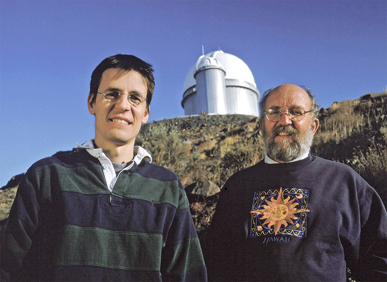 ディディエ・ケロー博士（左）とミシェル・マイヨール博士（右）。Credit: L. Weinstein/Ciel et Espace Photos