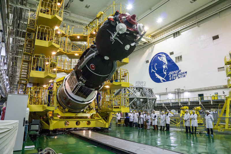 打ち上げ前のソユーズ MS宇宙船。Credit: NASA/Victor Zelentsov