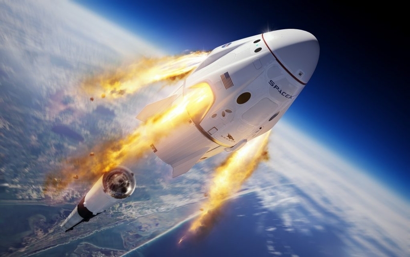 クルードラゴン宇宙船の緊急切り離しのイメージ。Credit:SpaceX