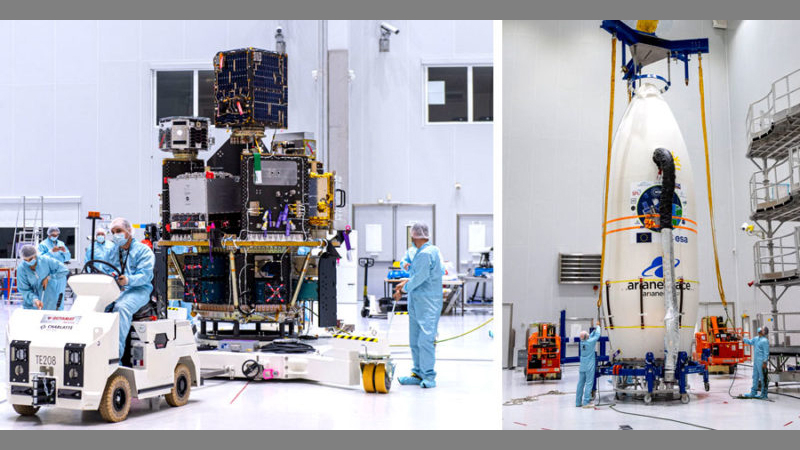 衛星相乗りの準備の様子。Credit: Arianespace