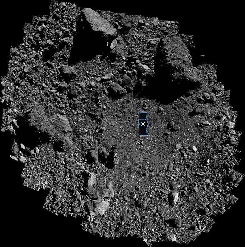 OSIRIS-RExが小惑星ベンヌから表面の物質を採取する候補地点「ナイチンゲール」。Credit: NASA/Goddard/University of Arizona