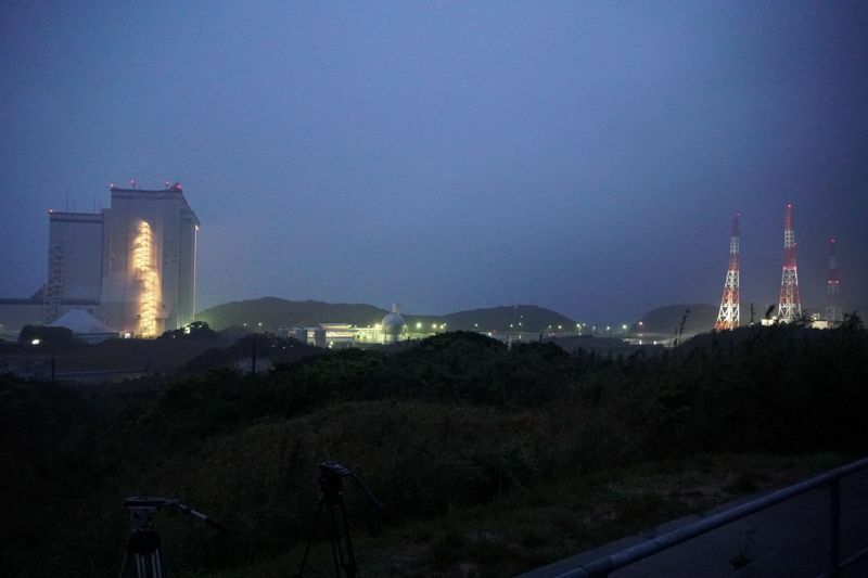 H3ロケット最初の機体組み立て後試験となる「極低温点検」。3月17日からJAXA 種子島宇宙センターで実施された。撮影：秋山文野