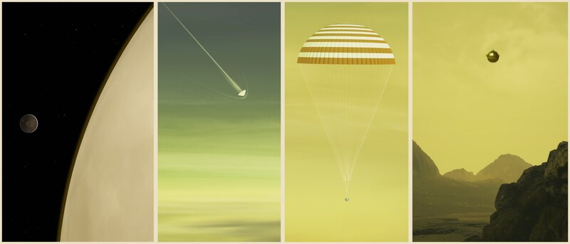 金星探査機DAVINCI+。フライバイ探査とプローブの投下を計画。(C)NASA GSFC visualization and CI Labs Michael Lentz and colleagues