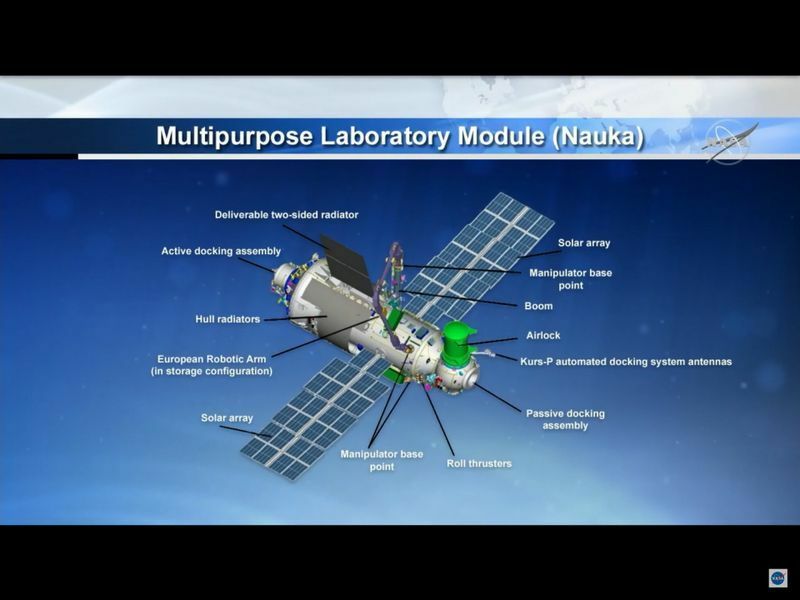 ナウカ各部の配置と名称。出典：NASA TV中継映像より
