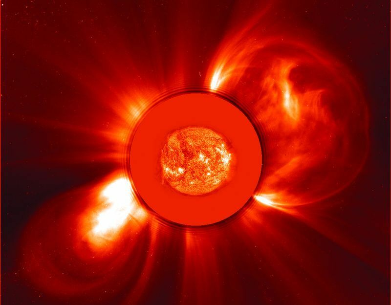 SOHOの観測による太陽の活動 Credit: ESA/NASA/SOHO/LASCO/NRL/Brendan Gallagher