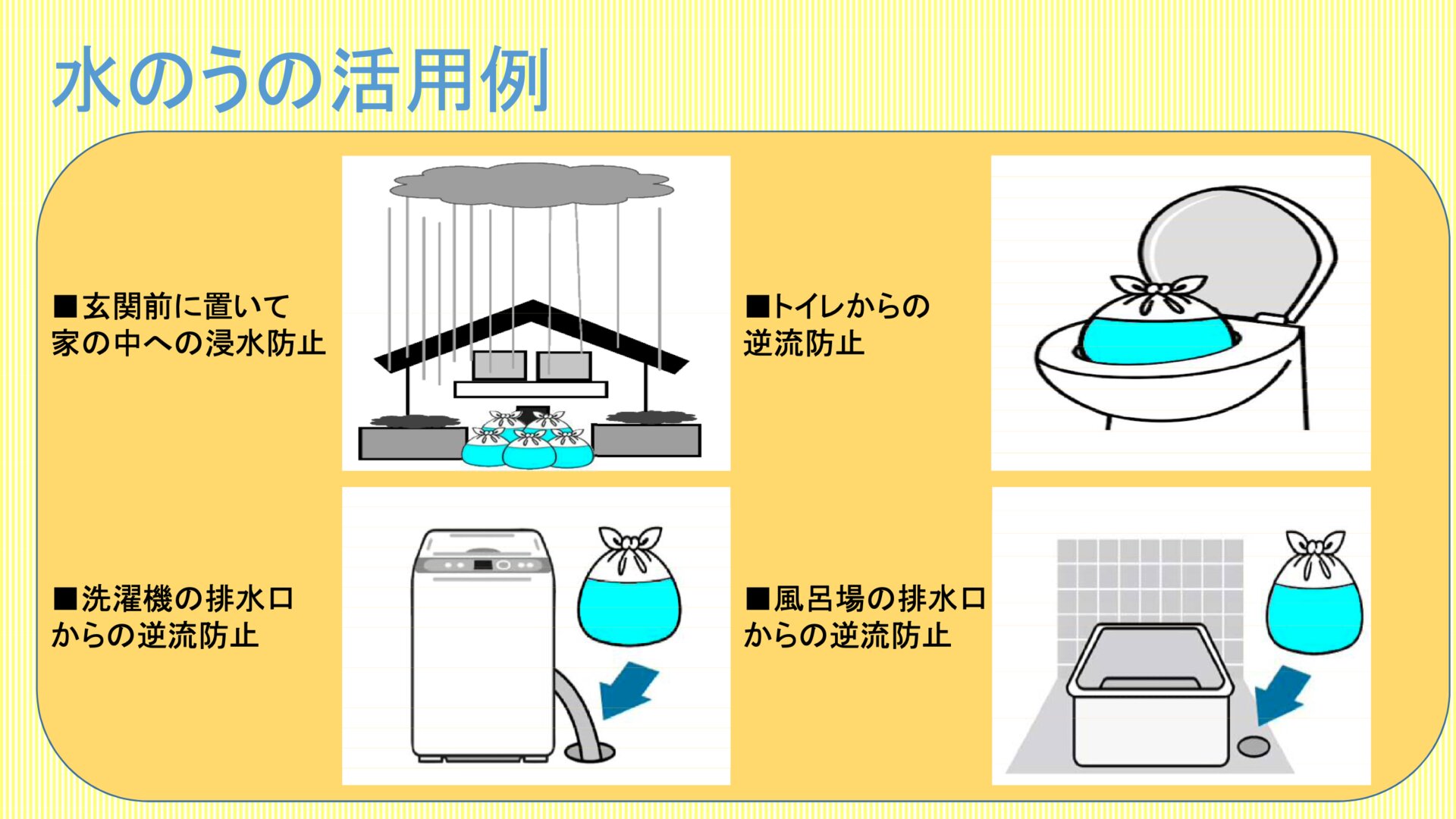 台風前にやっておきたいこと 「水のう」作り。洗濯機の排水口対策は