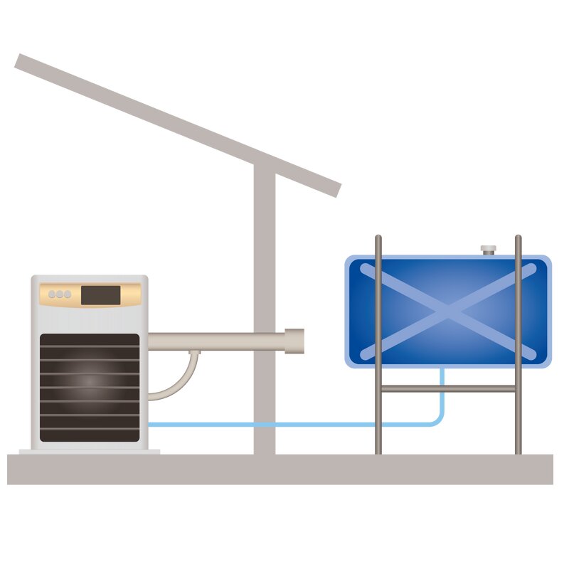 寒冷地で多く使われている　FF式ファンヒーター　イラストACより引用　部屋の空気を汚さず燃焼による換気が不要なため寒冷地で多く使われている
