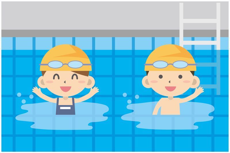 学校のプールの授業イメージ コロナ禍でプール授業も実施できずにいて、子どもたちの安全教育が心配(出典 イラストAC)