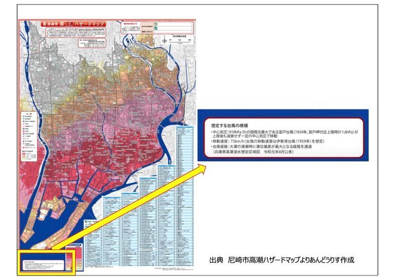 出典 尼崎市高潮ハザードマップよりあんどうりす作成
