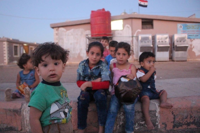 ハルジャラ村避難民収容センターの子供たち（ダマスカス郊外県：佐藤真紀撮影）