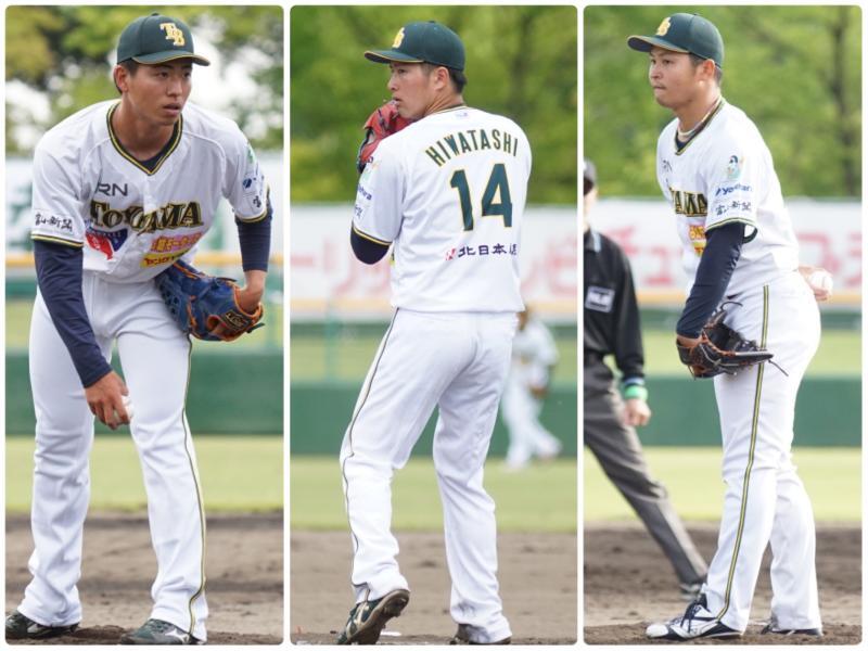 左から：大島嵩輝、日渡柊太、快（写真提供：富山ＧＲＮサンダーバーズ）