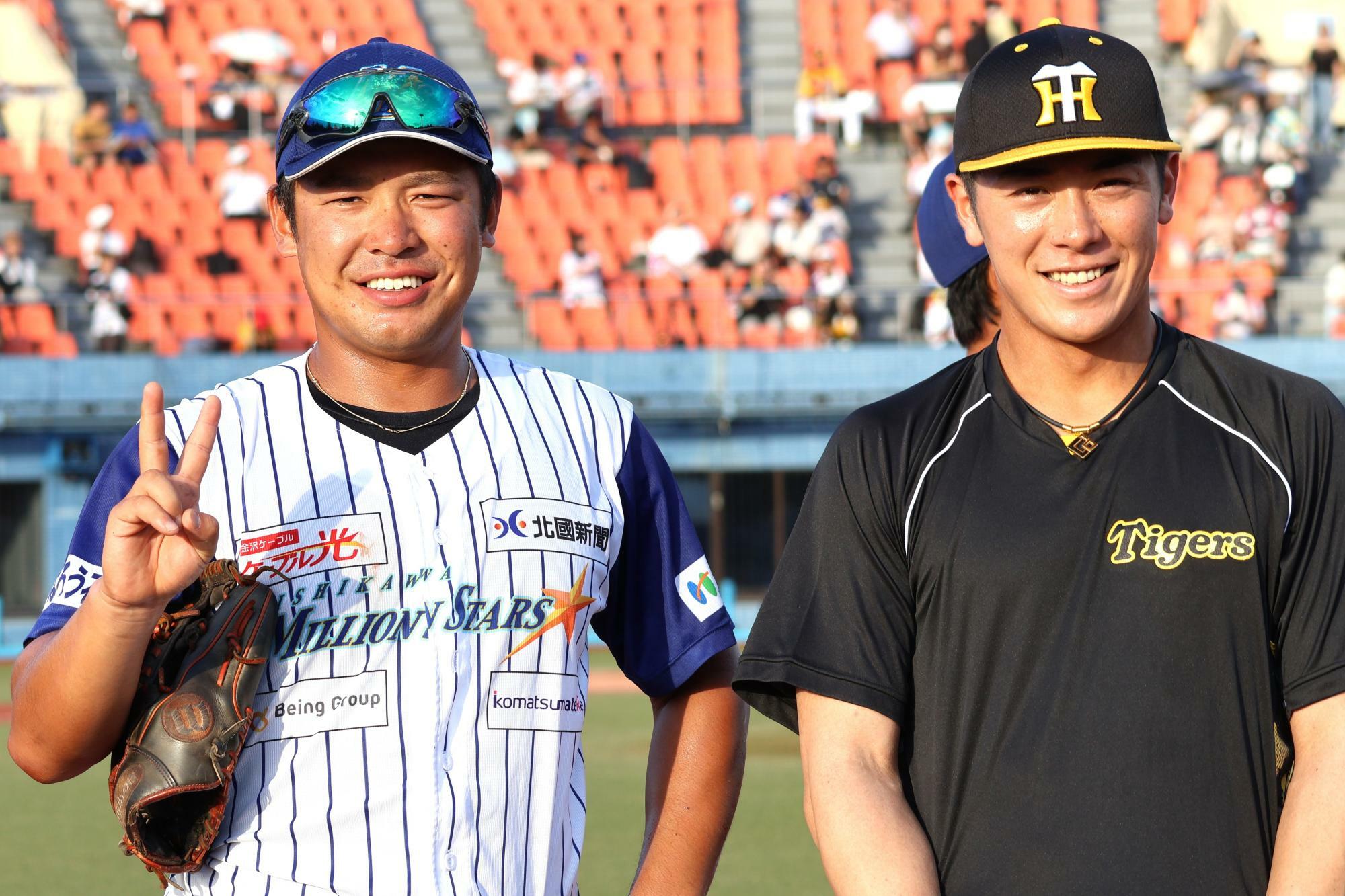 神宮朋哉（左）と豊田寛の東海大相模高校ＯＢコンビ