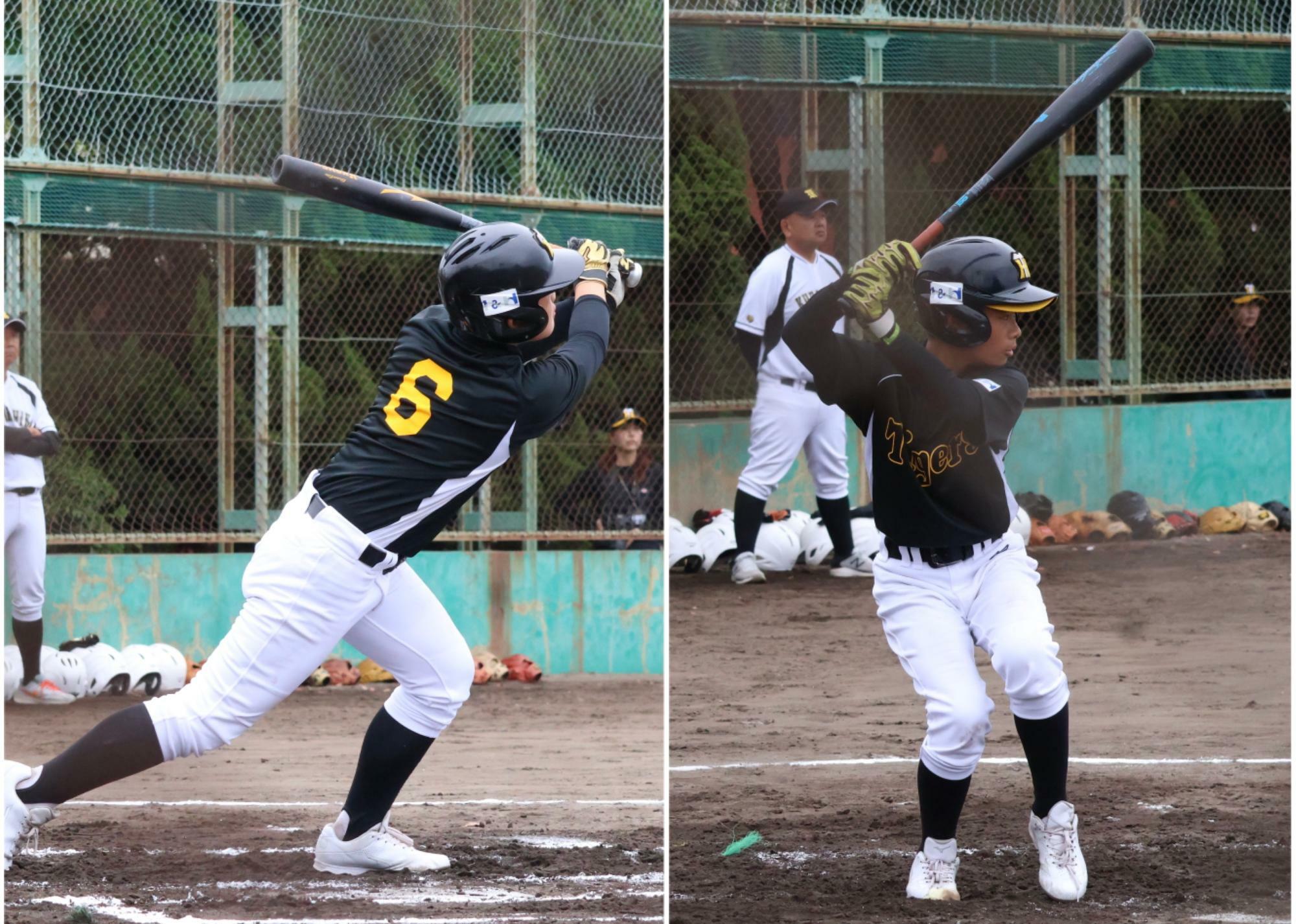 （左）チーム初安打の倉橋清瀬、（右）先制点の起点となる内野安打の阪田應介