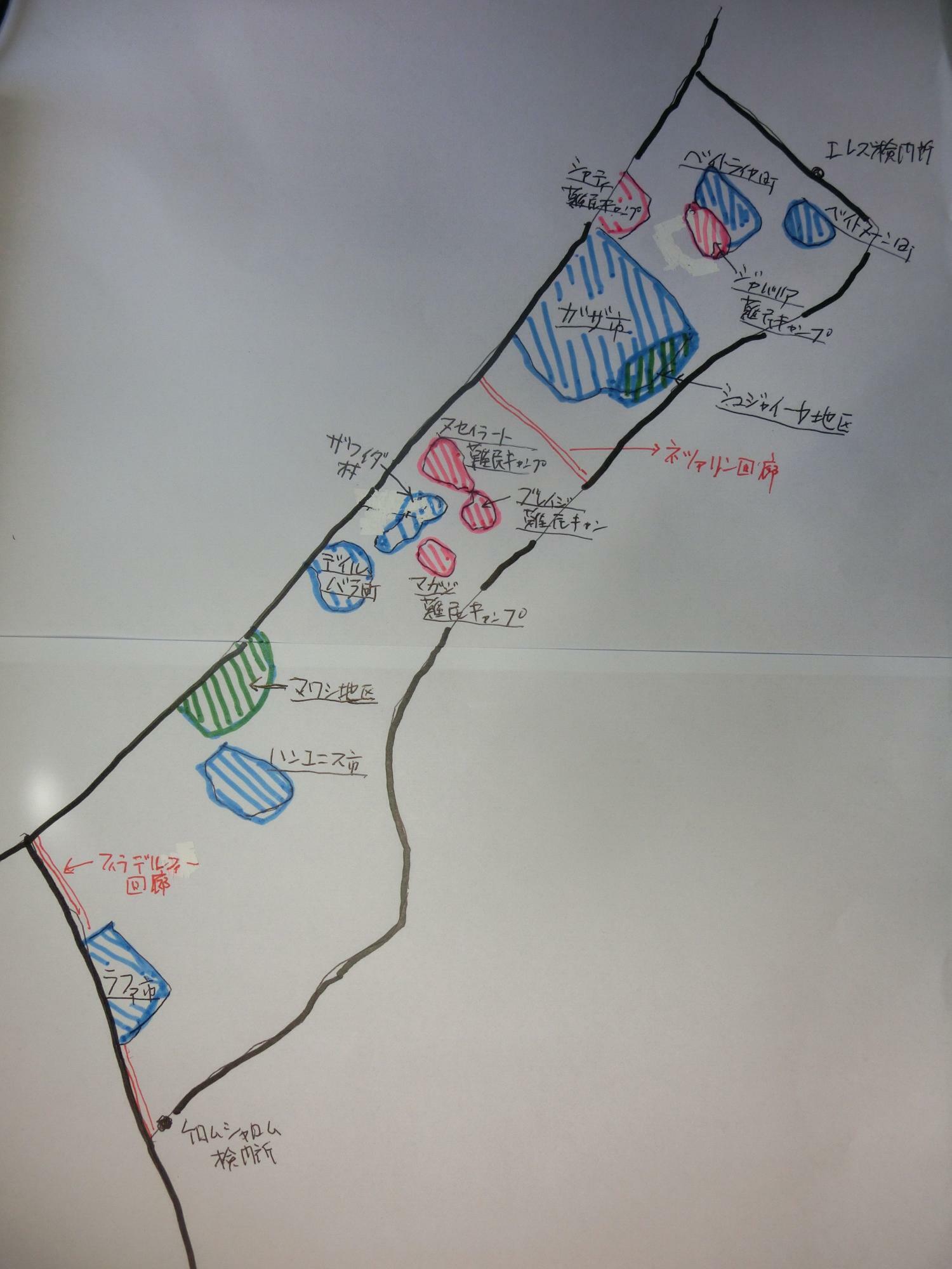 （ガザ地区地図／作成・土井敏邦）