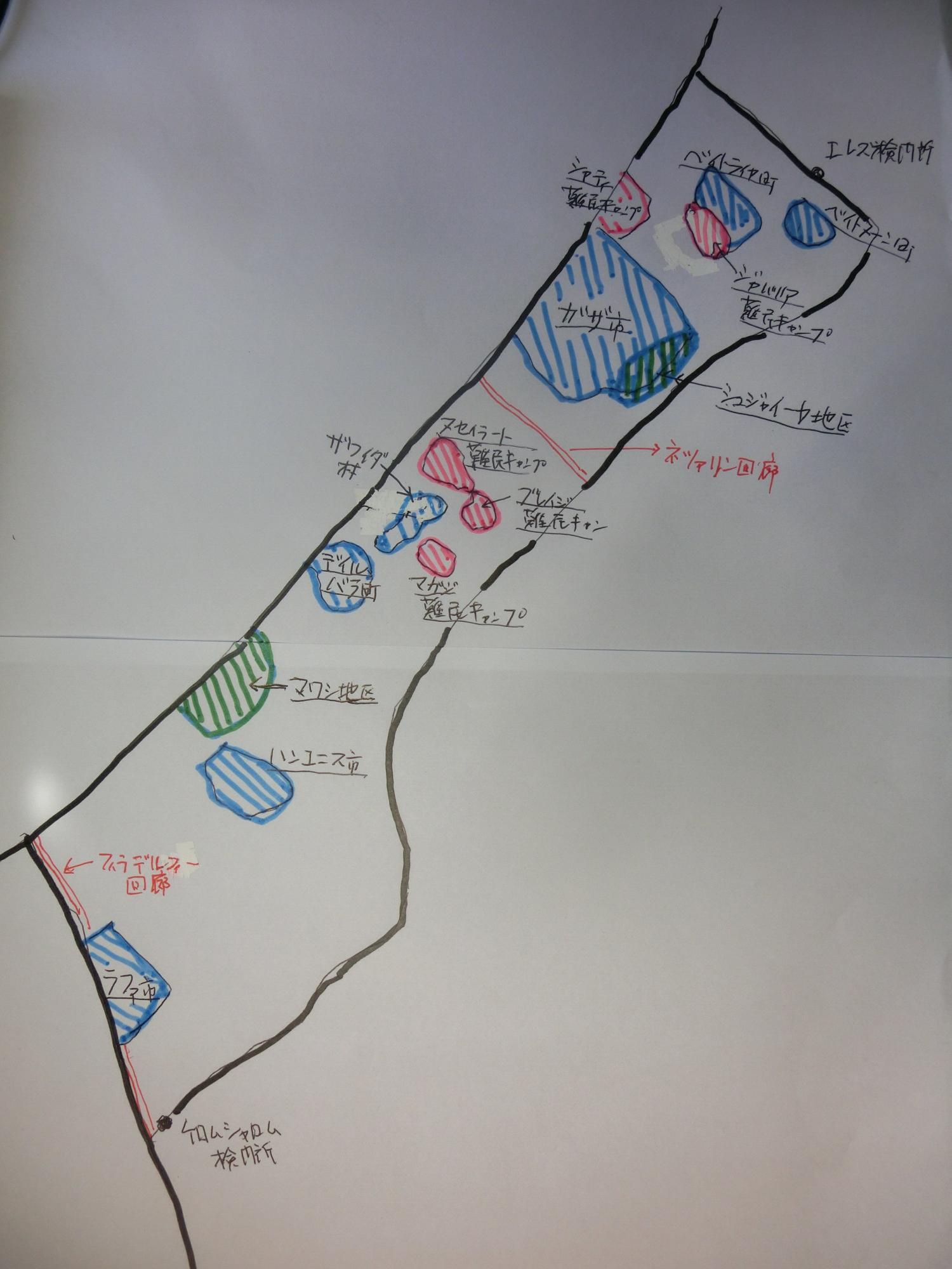 （ガザの地図／制作・土井敏邦）