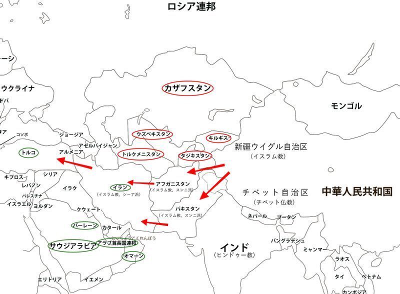 白地図に筆者が現状を書き込んで作成した。